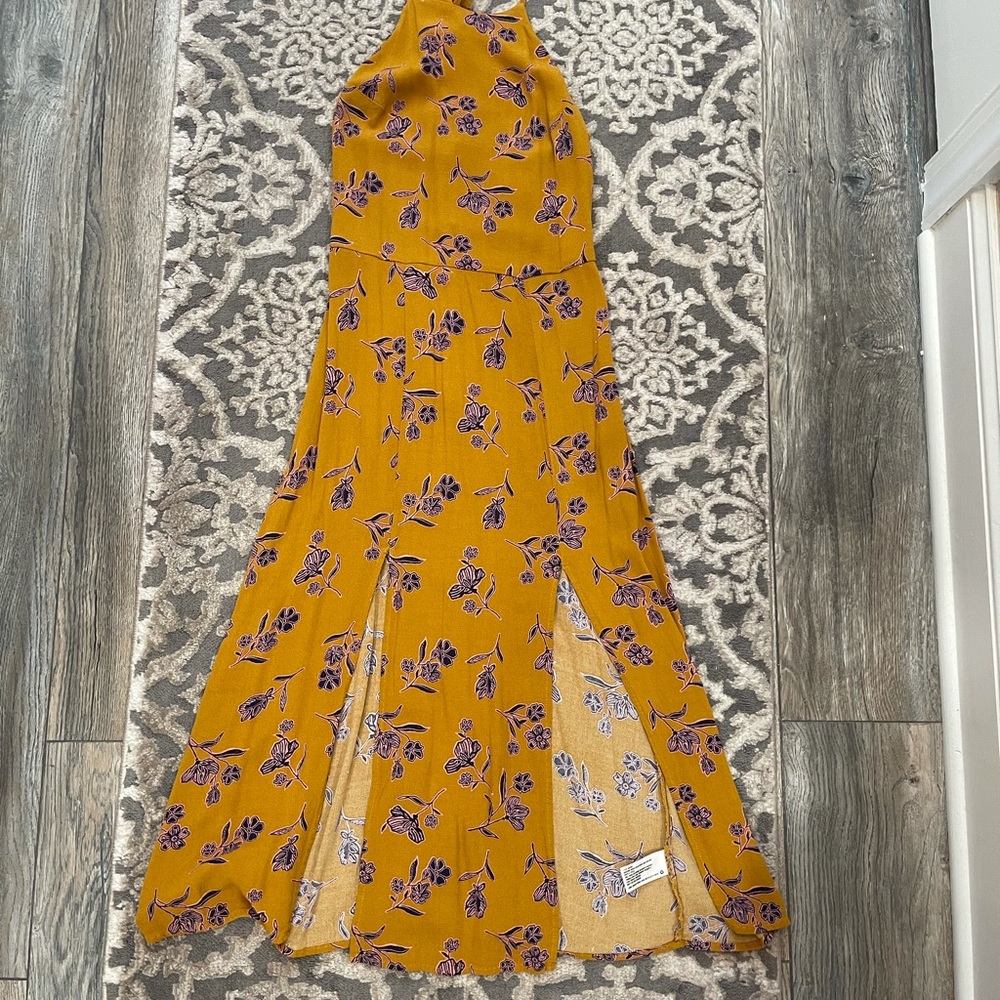 Mustard floral sun dress